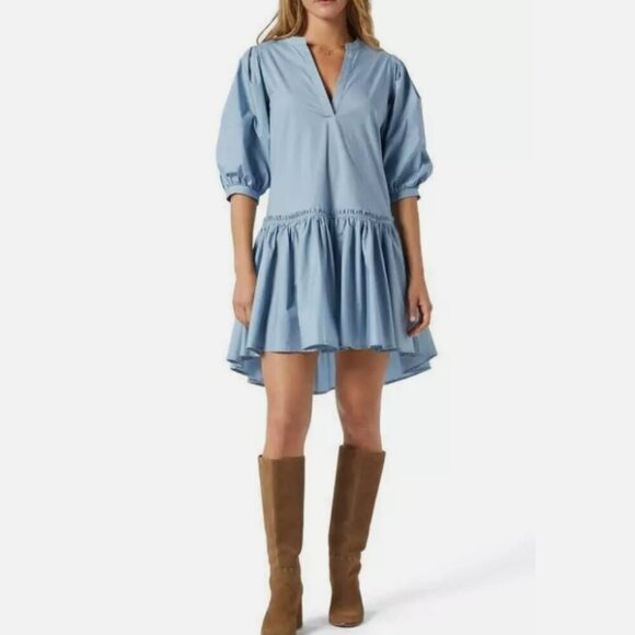 Joie Women's Courtrine Drop Waist Puff-sleeves V-neck Dress - Picture 1 of 10